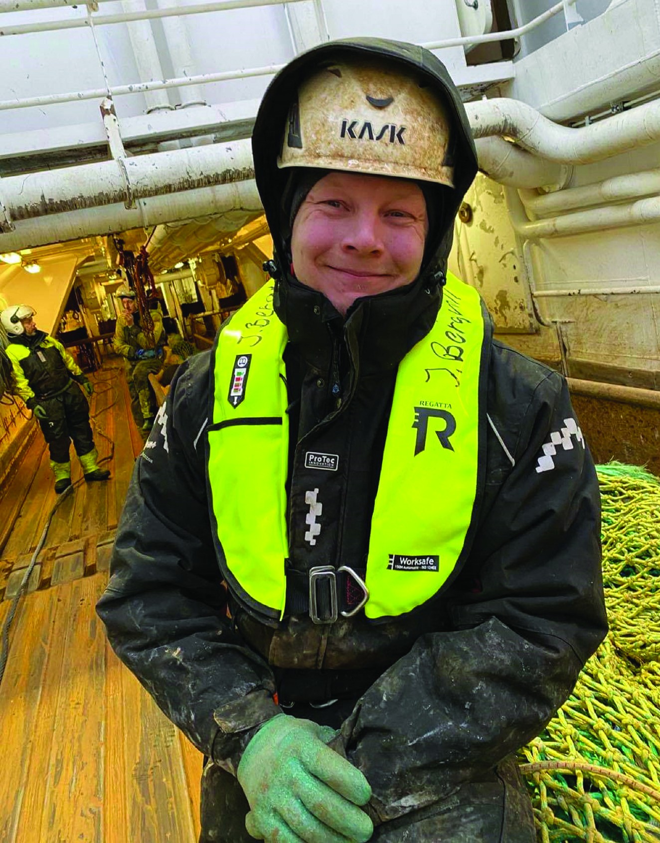 Hallgeir var svært godt fornøyd med praksisen om bord på tråleren J. Bergvoll i vinter. PRIVAT FOTO.